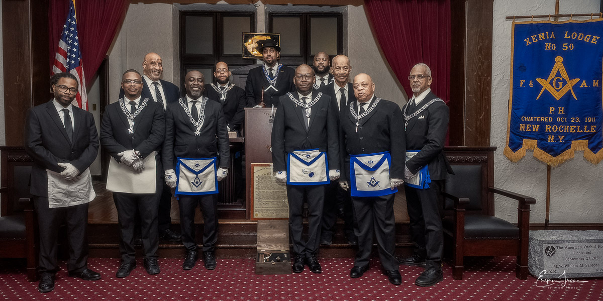 Xenia Lodge #50 members assembled in the lodge room